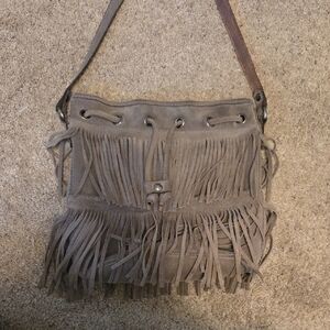 Patricia Nash Taupe Fringe Shoulder Bag